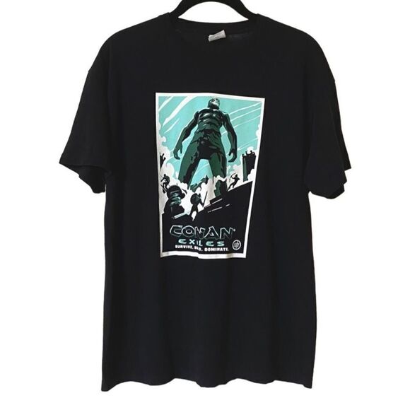 Conan Exiles Men’s Unisex Black 2018 Fun Con Promo Graphic Shirt Sz L - Picture 1 of 9
